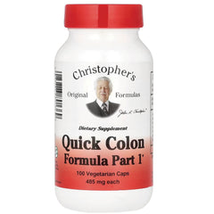 DCR008 | Christopher's Quick Colon Formula Part 1 dietary supplement bottle, 100 vegetarian caps 485 mg each