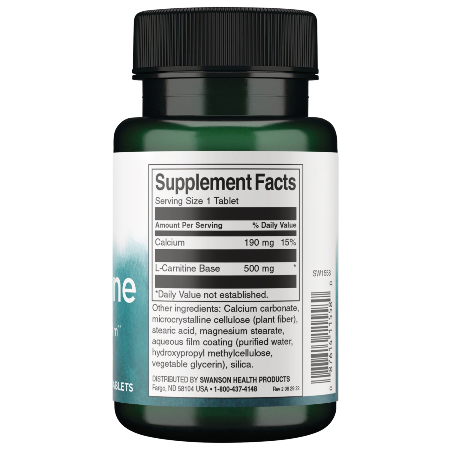 SW1558 | Supplement Facts panel: serving size 1 tablet