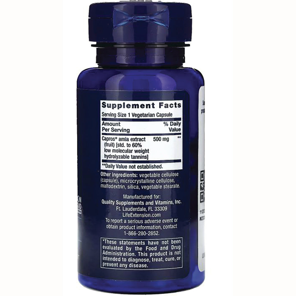 LE271 | Back of blue supplement bottle showing Supplement Facts panel, serving size, ingredients and manufacturer information - Thumbnail