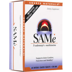 SN135 | Source Naturals SAMe dietary supplement, improved enteric coating, 60 enteric coated tablets, 200 mg