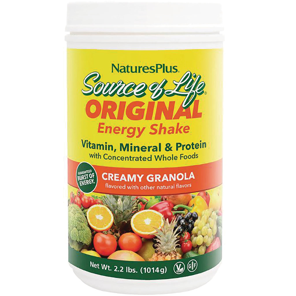 NTP030 | NaturesPlus Source of Life Original Energy Shake creamy granola tub front label, 2.2 lbs - Thumbnail