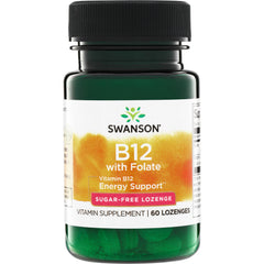 SWU790 | Swanson B12 with Folate sugar-free lozenge supplement, Energy Support, 60 lozenges