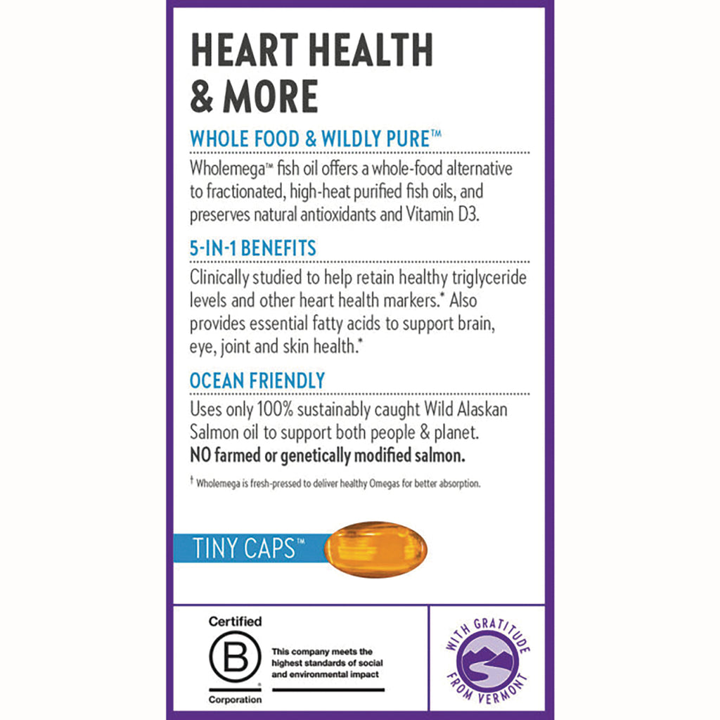 NWC317 | product infographic listing heart health benefits, 5-in-1 benefits, ocean friendly sourcing, and tiny caps softgel - Thumbnail