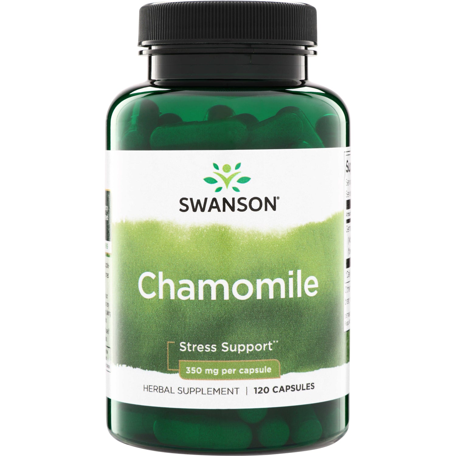 SW1696 | Swanson Chamomile herbal supplement, Stress Support, 350 mg per capsule, bottle of 120 capsules