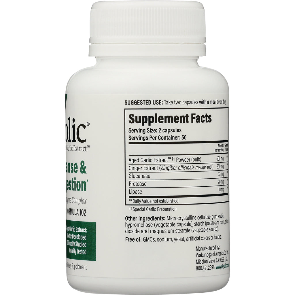 KY100 | back of white supplement bottle showing Supplement Facts panel, serving size and ingredients list - Thumbnail