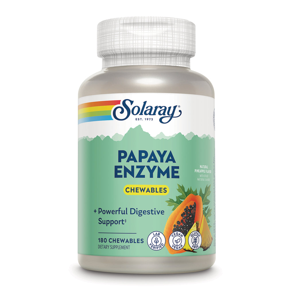 SLR528 | Solaray Papaya Enzyme Chewables, powerful digestive support, 180 chewables - Thumbnail