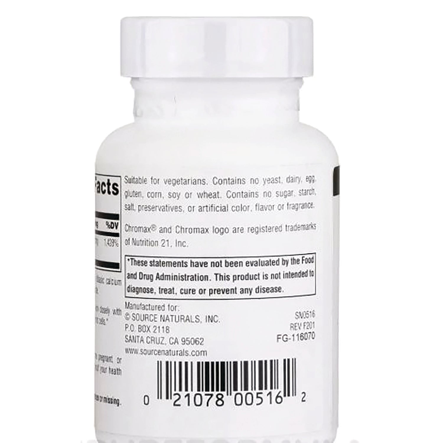 SN267 | Supplement bottle back label with ingredients, warnings, and barcode