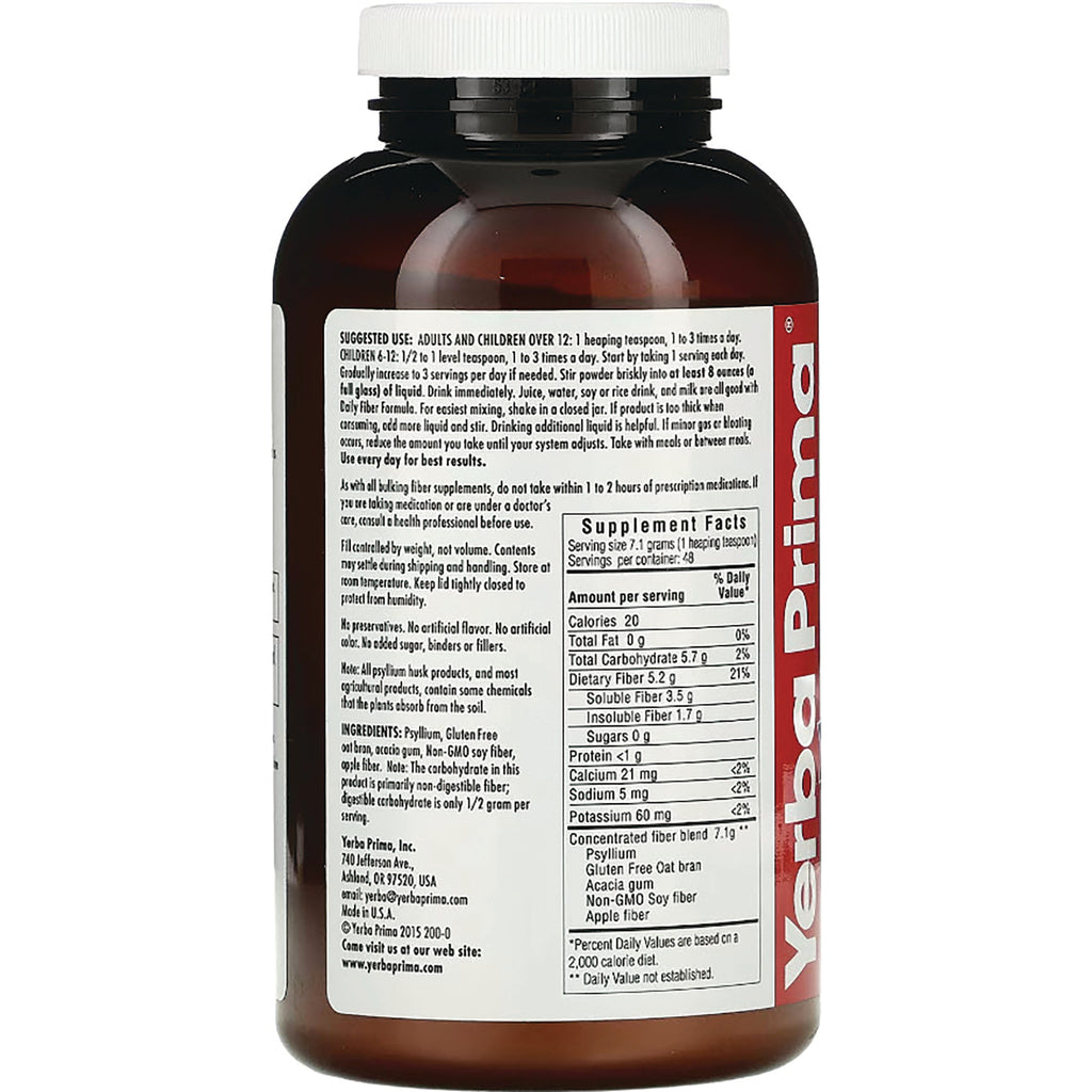 YP006 | Back of Yerba Prima supplement bottle with Supplement Facts and directions - Thumbnail