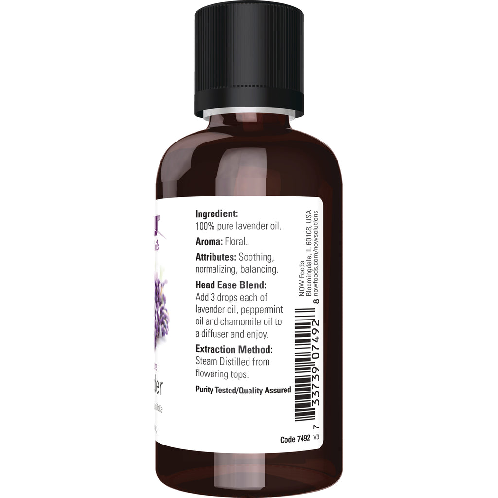 NWF247 | back label of amber essential oil bottle showing ingredients, Head Ease blend directions and barcode - Thumbnail