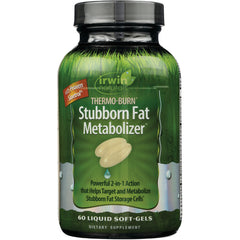 IR227 | Irwin Naturals Thermo-Burn Stubborn Fat Metabolizer bottle with green label, 60 liquid soft-gels