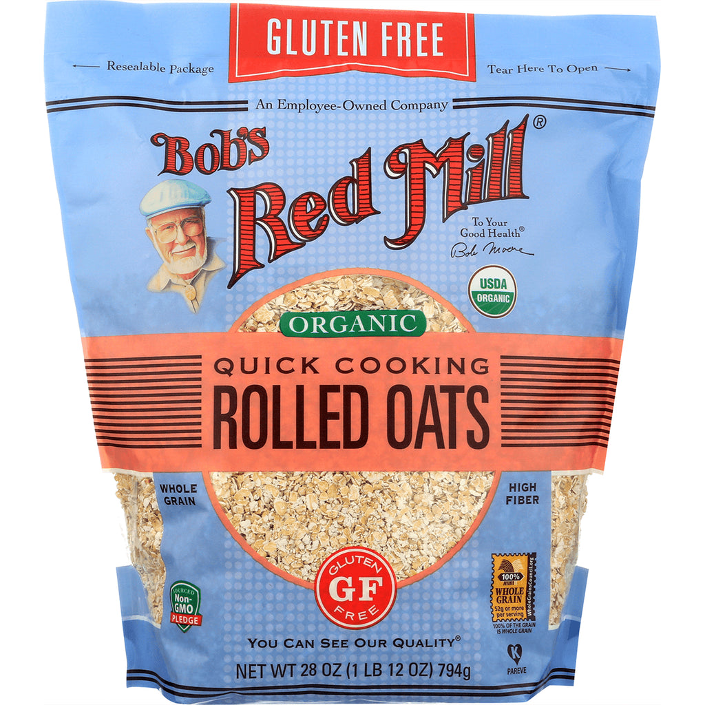 BOB324 | Bob's Red Mill organic Quick Cooking Rolled Oats bag with clear window and gluten free badge - Thumbnail