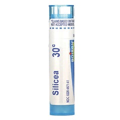 BRN070 | white and blue tube labeled Silicea 30c by BOIRON, upright homeopathic pellet tube
