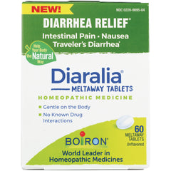 BRN119 | Diaralia meltaway tablets box labeled Diarrhea Relief, 60 unflavored tablets homeopathic medicine