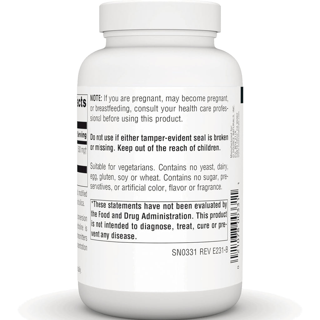 SN097 | Supplement bottle back label with warnings, vegetarian statement, and FDA disclaimer text - Thumbnail