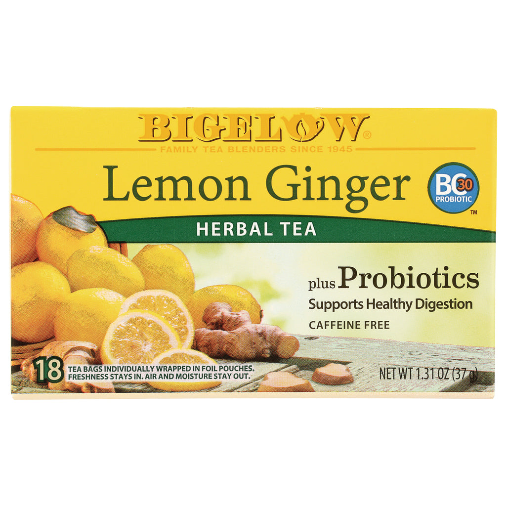 BGT008 | Lemon Ginger herbal tea box with lemons and ginger, 18 tea bags, caffeine free - Thumbnail
