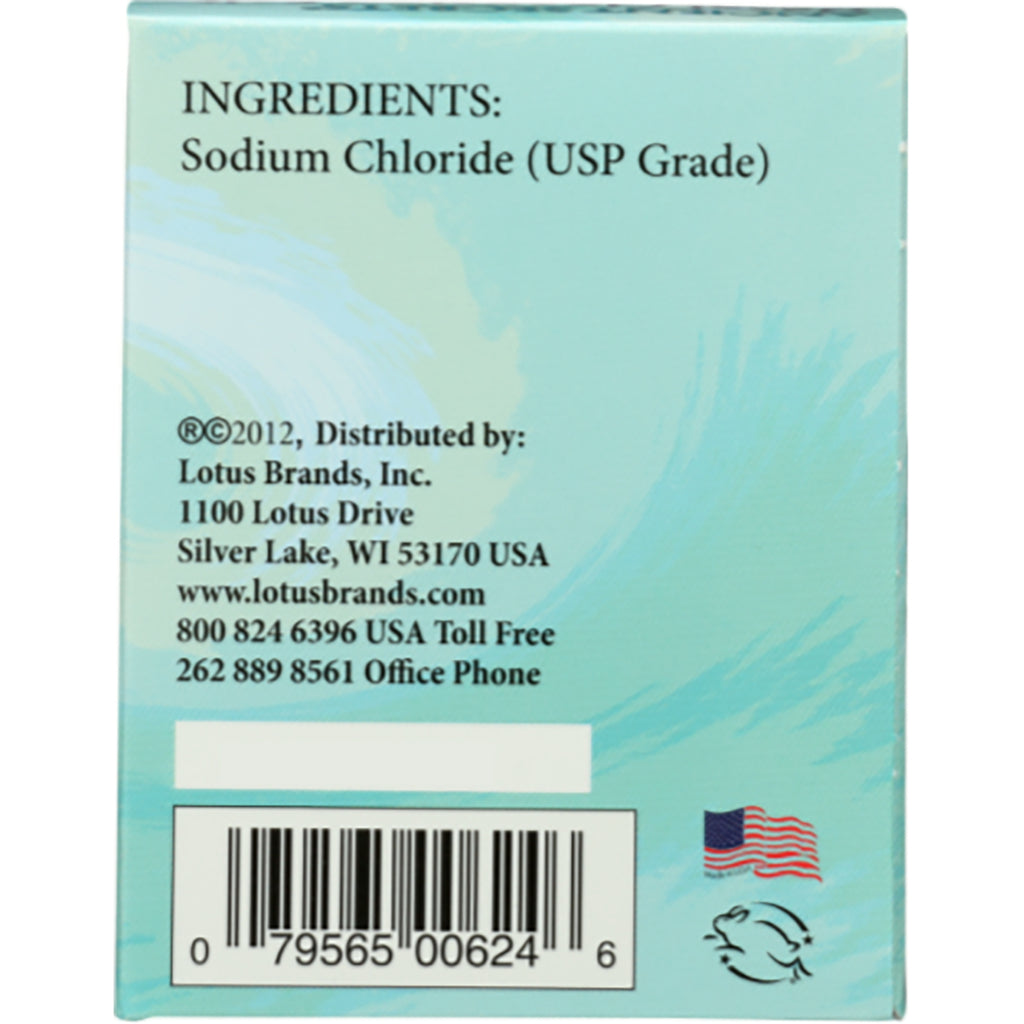 NRL002 | Back of teal product box showing ingredients Sodium Chloride (USP Grade), distributor information and barcode - Thumbnail