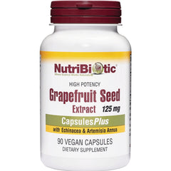 NUB008 | NutriBiotic Grapefruit Seed Extract 125 mg bottle, CapsulesPlus, 90 vegan capsules dietary supplement