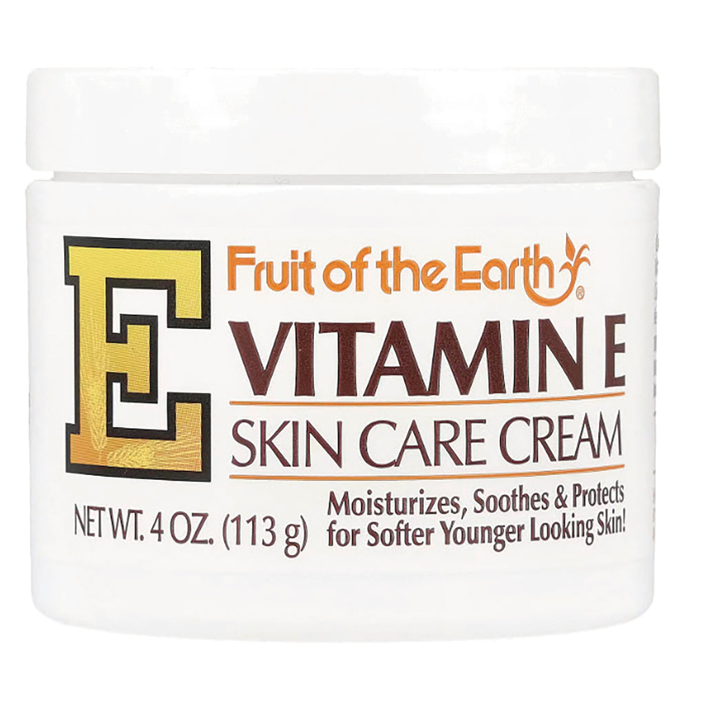 FE009 | Fruit of the Earth VITAMIN E skin care cream jar front label, NET WT 4 OZ (113 g) - Thumbnail