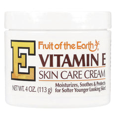 FE009 | Fruit of the Earth VITAMIN E skin care cream jar front label, NET WT 4 OZ (113 g)