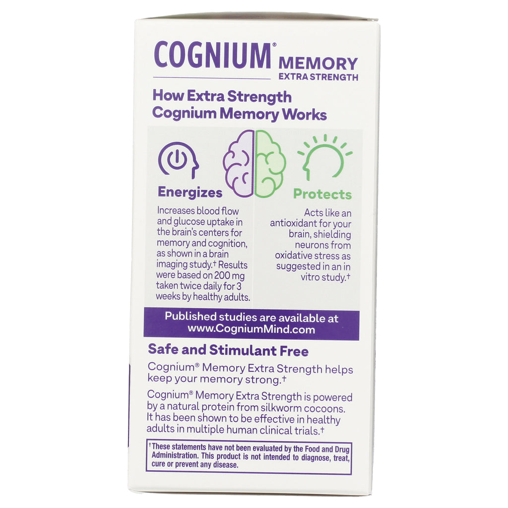 NA614 | Back of Cognium Memory Extra Strength box showing How Extra Strength Cognium Memory Works with Energizes and Protects panels - Thumbnail