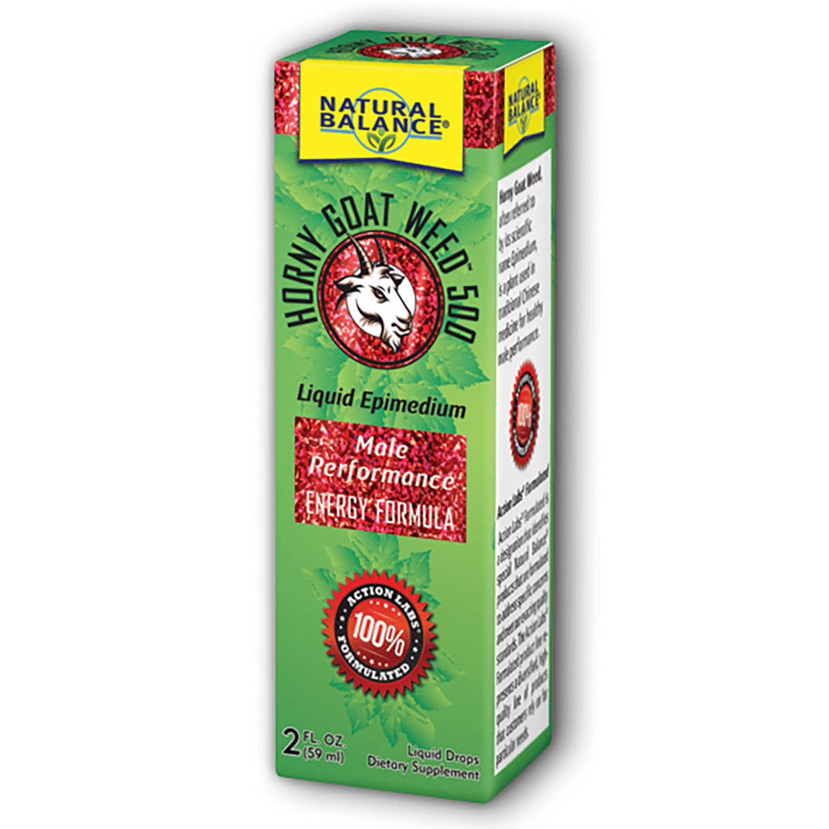 NBL042 | Natural Balance Horny Goat Weed 500 liquid epimedium box, Male Performance Energy Formula, 2 fl oz
