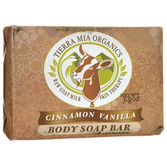 TMA003 | Tierra Mia Organics Cinnamon Vanilla Body Soap Bar, Raw Goat Milk Skin Therapy, 3.8 oz
