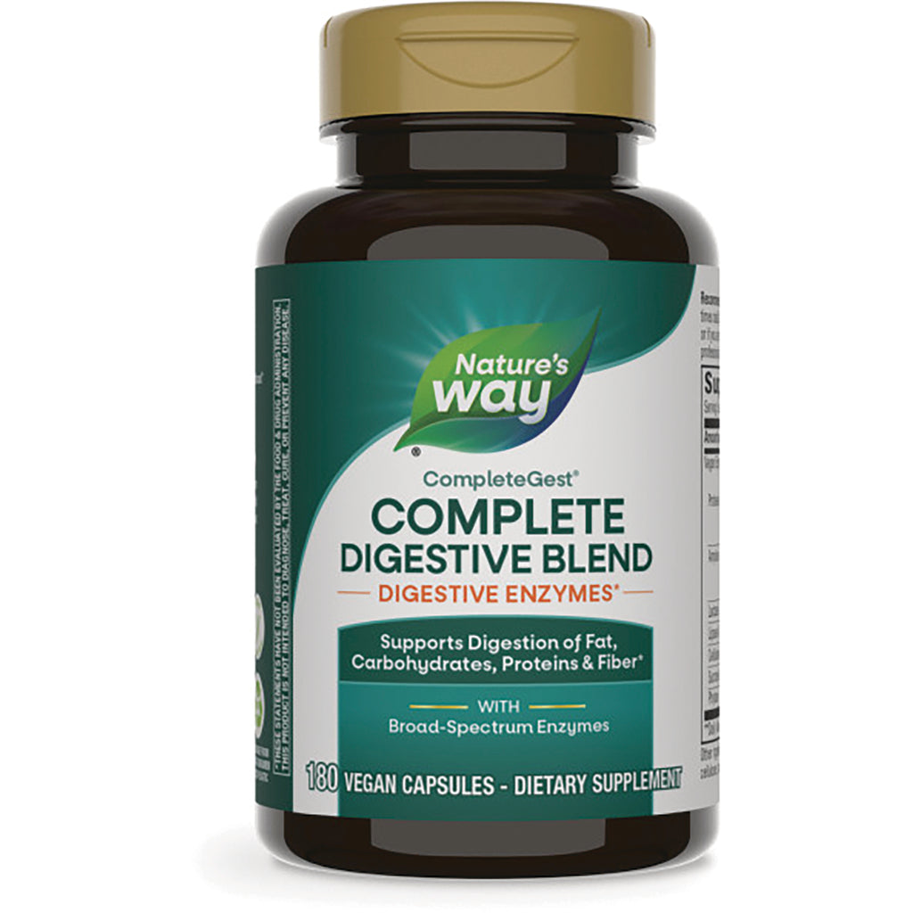 Nature's Way Complete Digestive Blend bottle front showing label COMPLETE DIGESTIVE BLEND and 180 vegan capsules - Thumbnail
