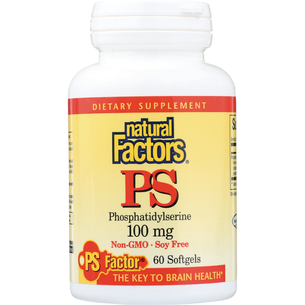 NFC025 | Natural Factors PS phosphatidylserine 100 mg bottle, 60 softgels, Non-GMO Soy Free - Thumbnail