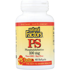 NFC025 | Natural Factors PS phosphatidylserine 100 mg bottle, 60 softgels, Non-GMO Soy Free