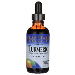 PF250 | Amber dropper bottle of Planetary Herbals Turmeric full spectrum liquid supplement, 2 fl oz