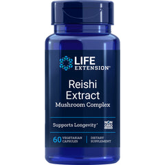 LE349 | Life Extension Reishi Extract mushroom complex supplement bottle, 60 vegetarian capsules