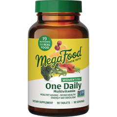 MGF127 | MegaFood One Daily women's 55+ multivitamin bottle front label showing product name and 90 tablets