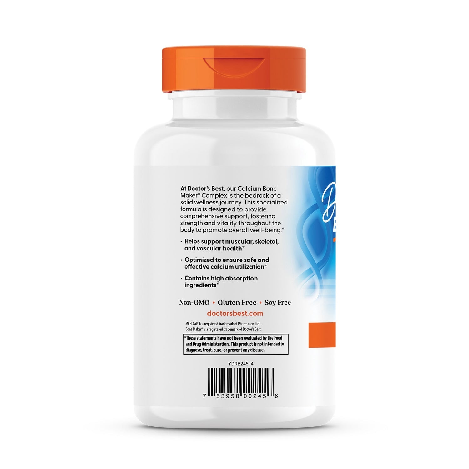 DB152 | back label of white supplement bottle showing ingredient text, barcode and QR code