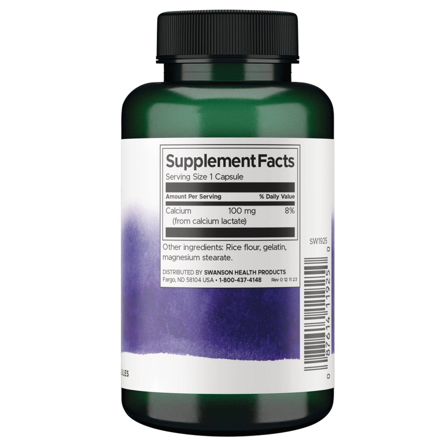 SW1925 | Back label with Supplement Facts