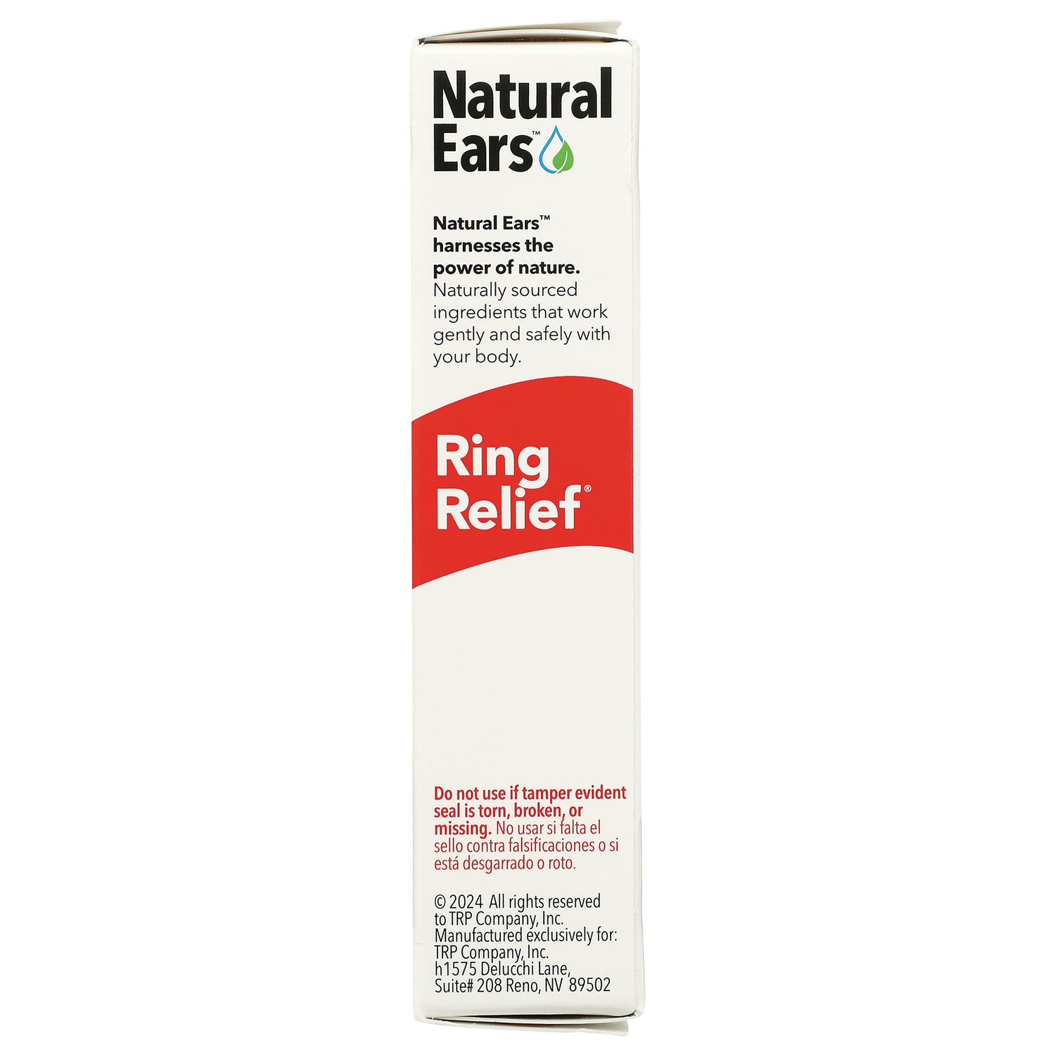 TRL015 | Natural Ears Ring Relief packaging with tamper warning and brand text