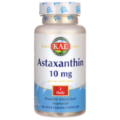 KL515 | KAL Astaxanthin 10 mg dietary supplement bottle front, 60 vegetarian capsules