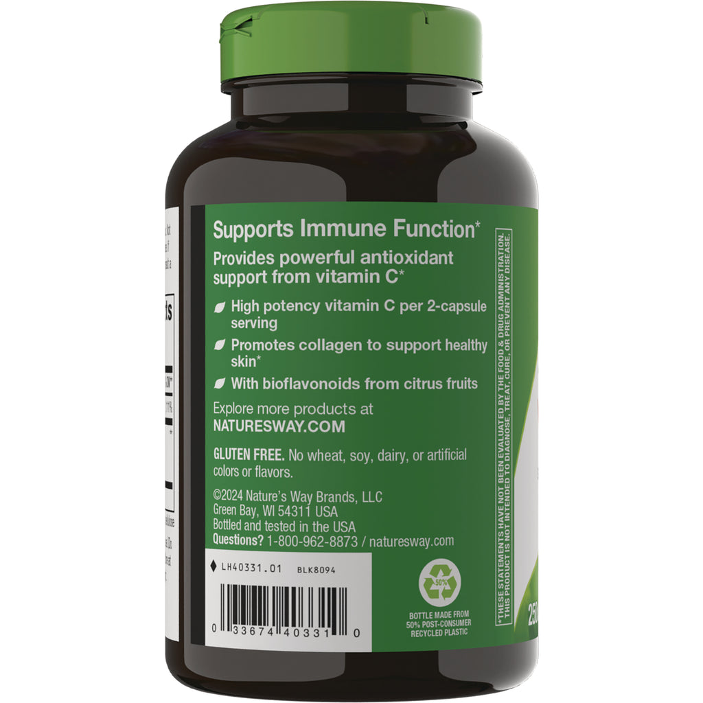 NW344 | Back label of vitamin bottle reading Supports Immune Function with benefits, gluten free statement and barcode - Thumbnail