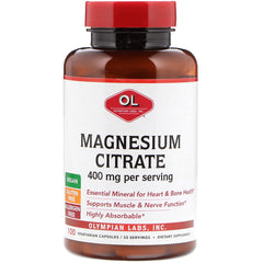 OL056 | Olympian Labs Magnesium Citrate bottle, 400 mg per serving, 100 vegetarian capsules