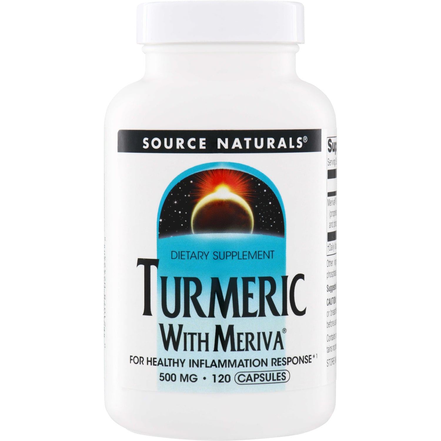 SN393 | Source Naturals Turmeric with Meriva dietary supplement, 500 mg, 120 capsules
