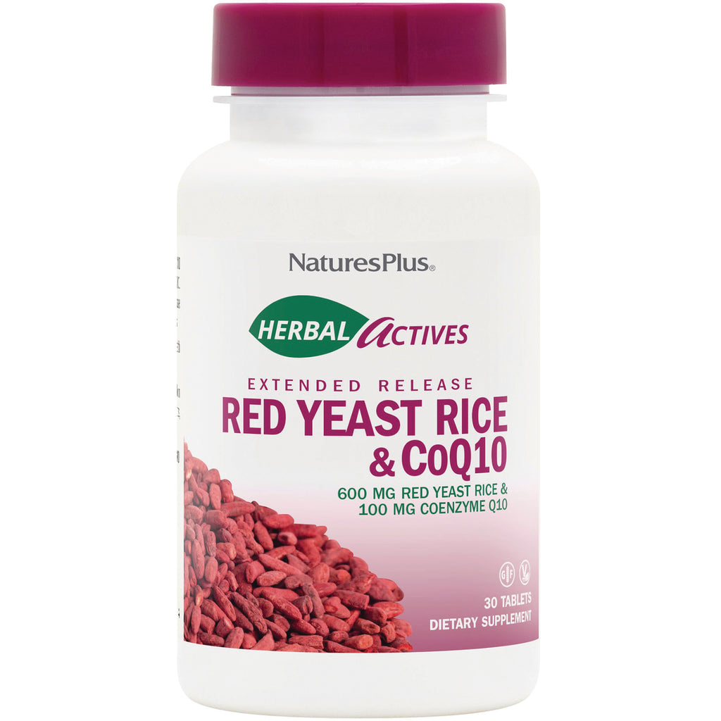 NTP310 | NaturesPlus Herbal Actives extended release Red Yeast Rice & CoQ10 supplement bottle, 30 tablets - Thumbnail