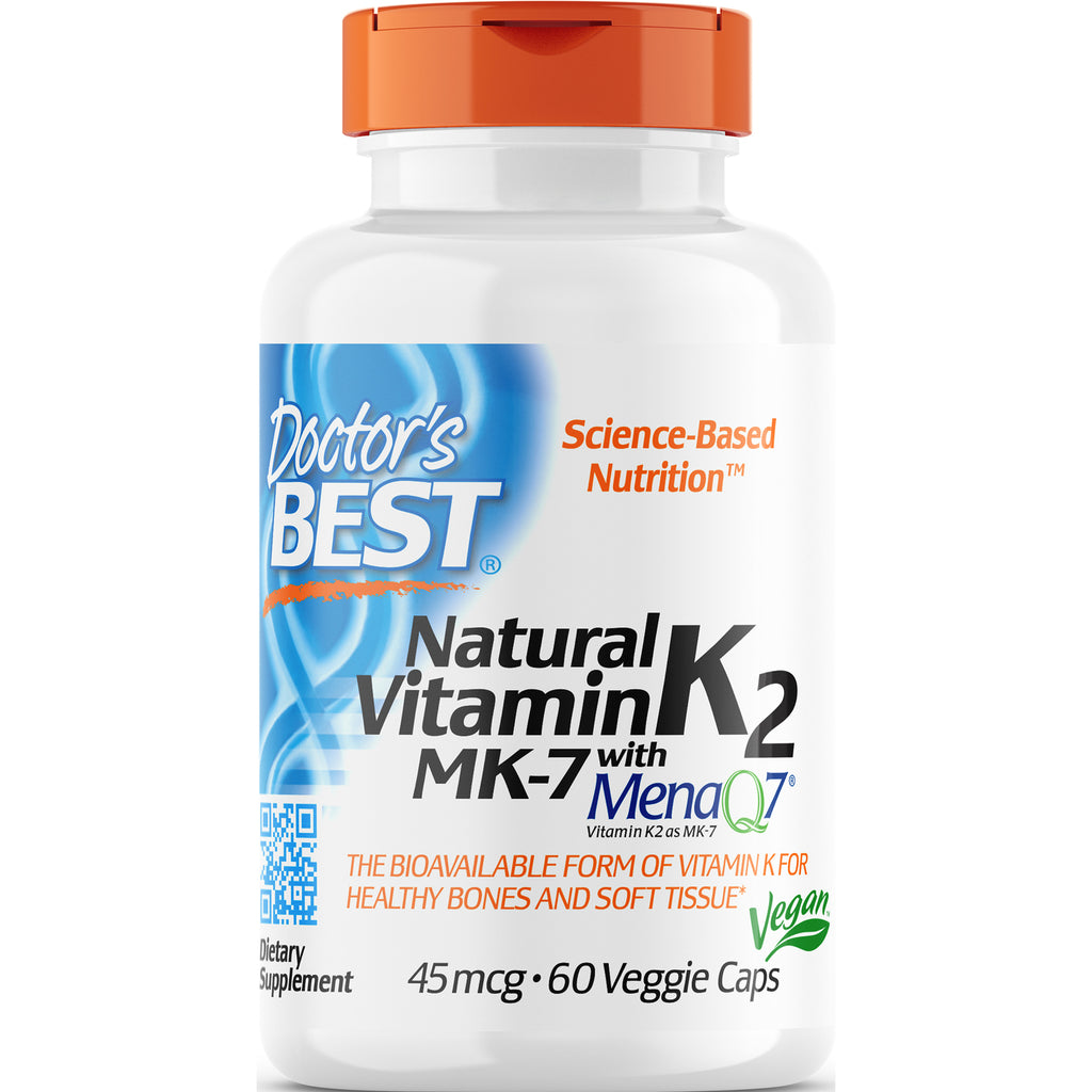 DB164 | Doctor's Best Natural Vitamin K2 MK-7 45 mcg 60 veggie caps front label - Thumbnail