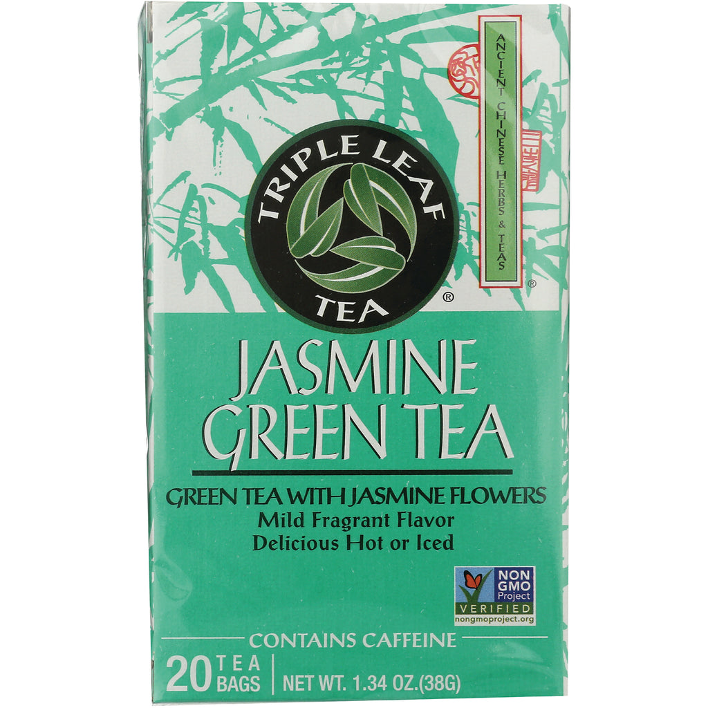 TLT005 | Triple Leaf Tea Jasmine Green Tea box, 20 tea bags, contains caffeine, Non-GMO Project Verified - Thumbnail