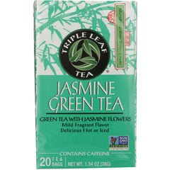 TLT005 | Triple Leaf Tea Jasmine Green Tea box, 20 tea bags, contains caffeine, Non-GMO Project Verified