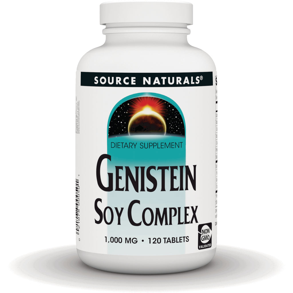 SN241 | Source Naturals Genistein Soy Complex dietary supplement, 1,000 mg, 120 tablets, non-GMO bottle front - Thumbnail