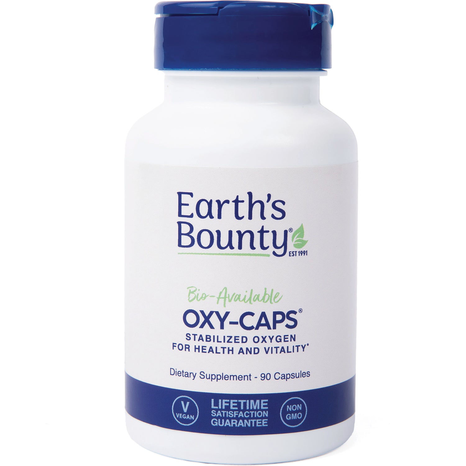 GE006 | Earths Bounty OXY-CAPS dietary supplement bottle front label reading OXY-CAPS and 90 Capsules