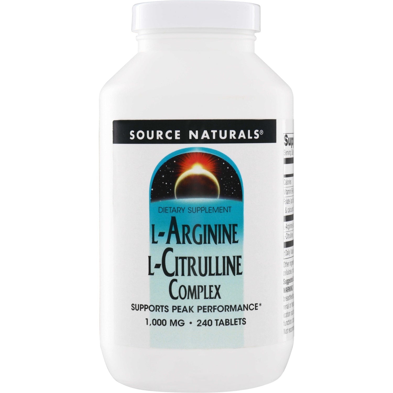 SN244 | Source Naturals L-Arginine L-Citrulline Complex dietary supplement, 1,000 mg, 240 tablets