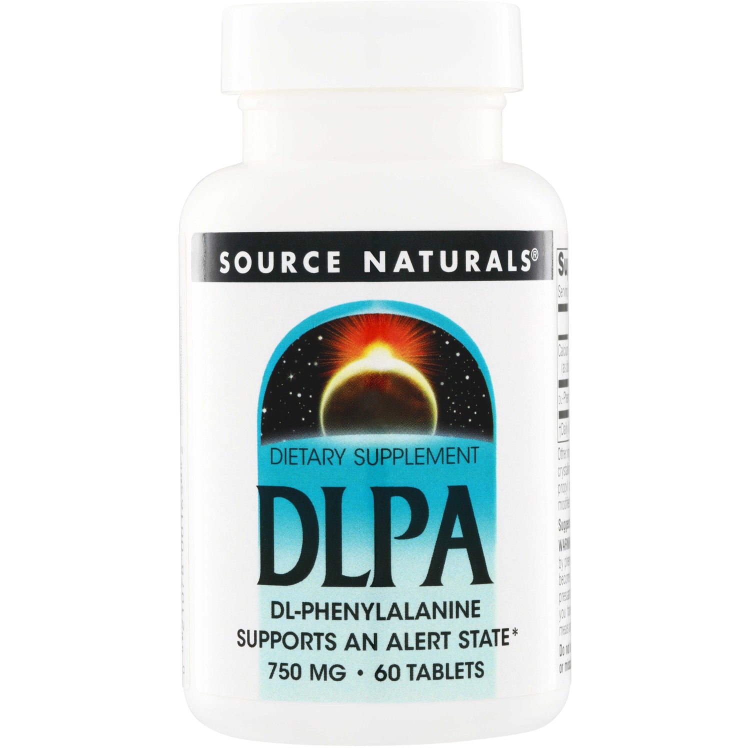 SN338 | Source Naturals DLPA (DL-Phenylalanine) dietary supplement, 750 mg, 60 tablets