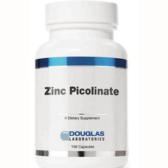 DGL041 | White supplement bottle labeled Zinc Picolinate Douglas Laboratories 100 Capsules