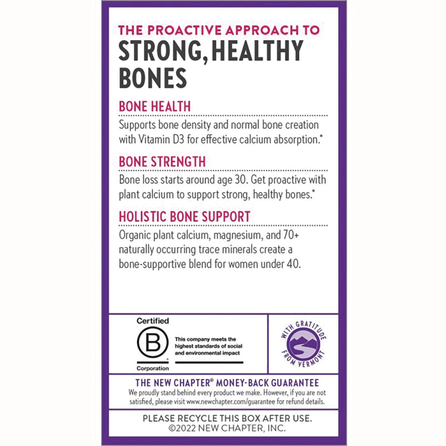 NWC376 | Product infographic titled STRONG, HEALTHY BONES describing bone health, strength, and holistic bone support