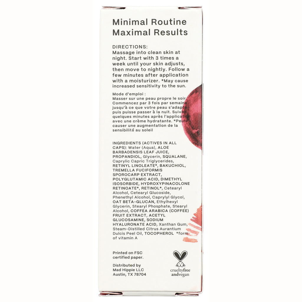 HIP007 | Back of skincare box showing Minimal Routine Maximal Results, directions and ingredient list - Thumbnail